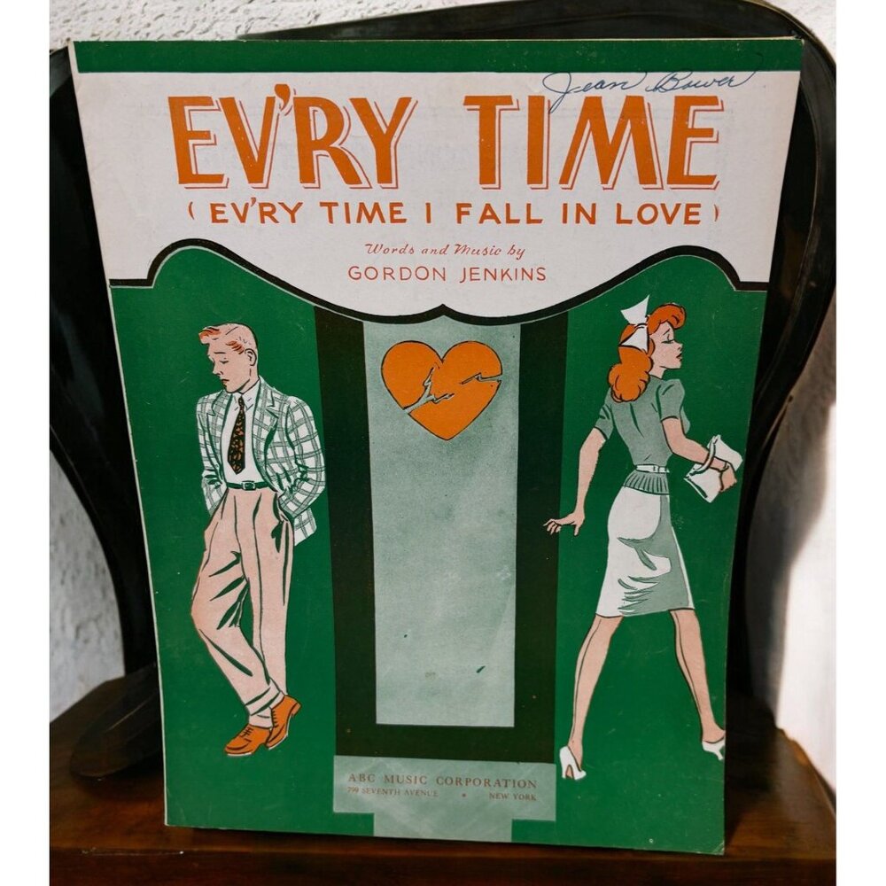 Ev'ry Time Piano Sheet Music Vintage Gordon Jenkins (Every Time I Fall In Love)